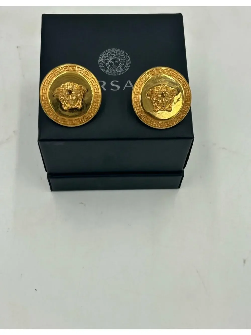 Women's Versace Medusa tribute gold pierced earrings made in Italy
